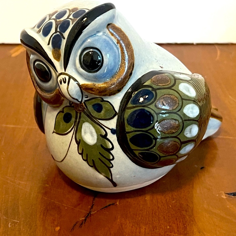 Handmade And Handpainted In Mexico Pottery Owl.